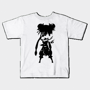 Kung Fu Girl minimal silhouette white Kids T-Shirt
